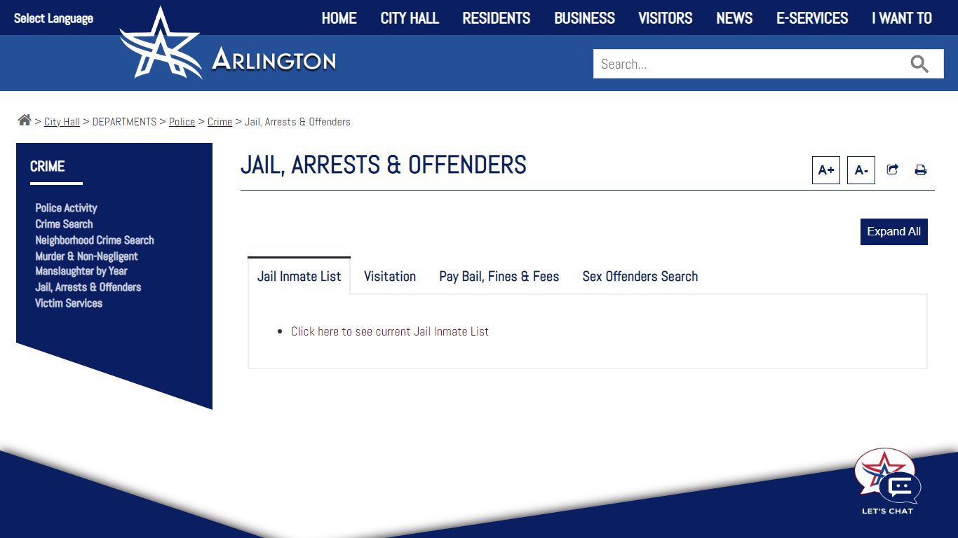 Jail, Arrests & Offenders - City of Arlington